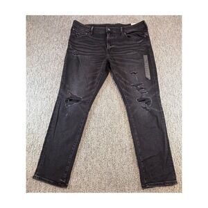 American Eagle Skinny Jeans Men 40x30 Black Airflex+ Distressed 0119-5564